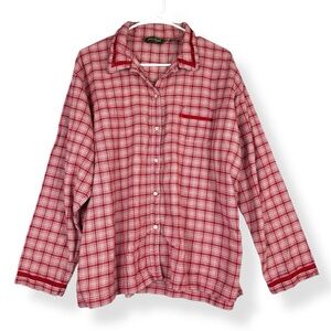 Eddie Bauer Pajama Shirt Mens XL Red Plaid Button Front Loungewear